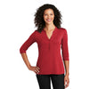 Port Authority Women's Rich Red UV Choice Pique Henley