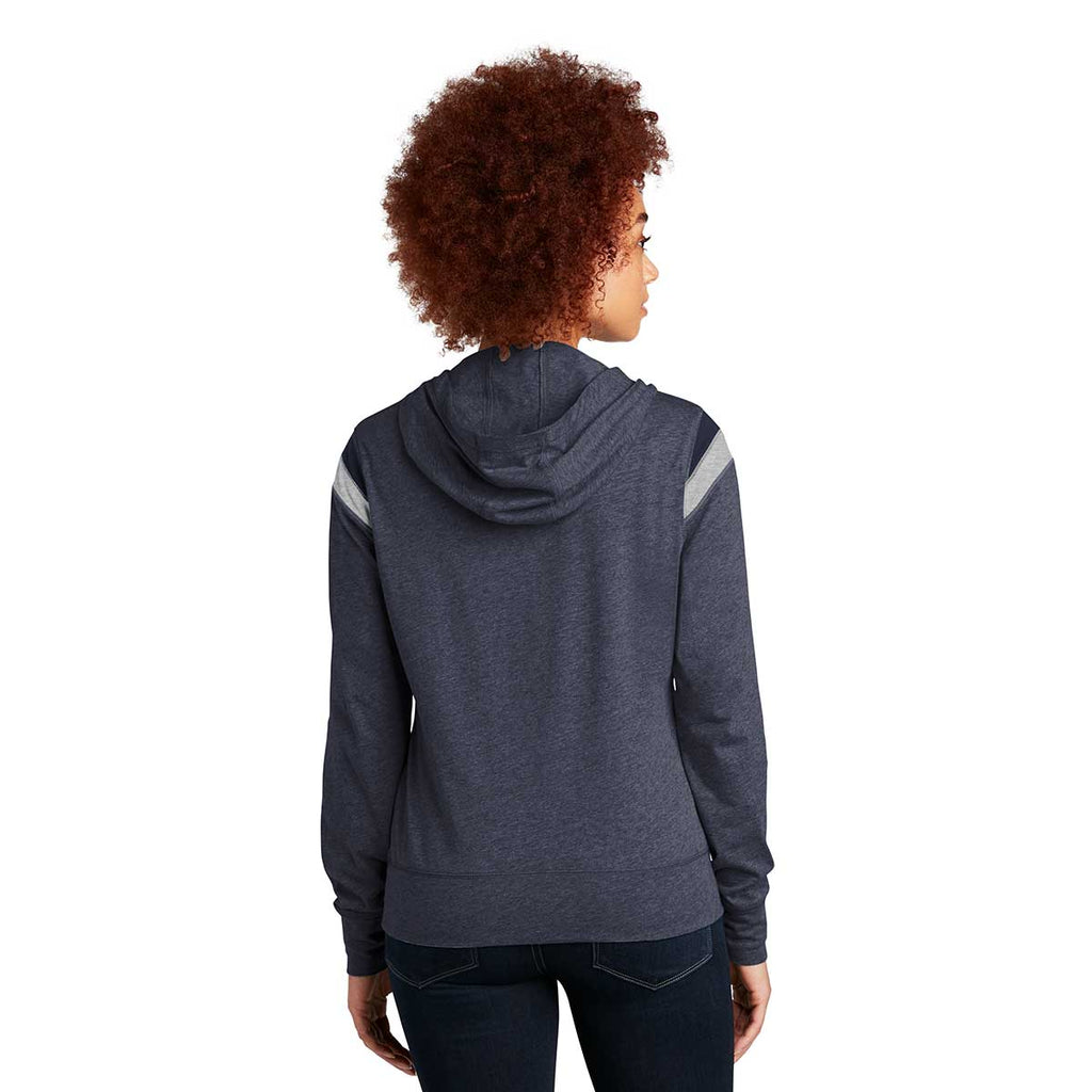 New Era Women's True Navy Heather/True Navy/Rainstorm Grey Heather Heritage Blend Varsity Hoodie