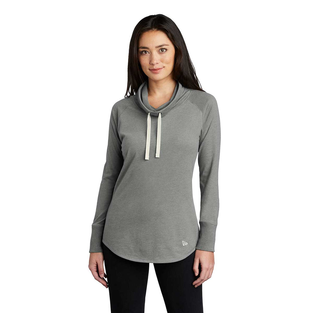 New Era Women's Shadow Grey Heather Sueded Cotton Blend Cowl Tee