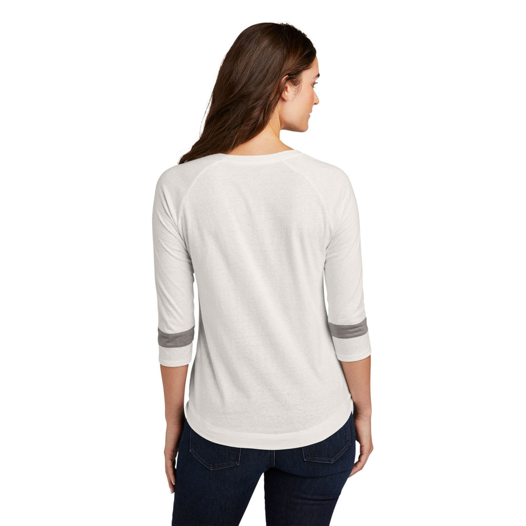 New Era Women's Fan White Solid/ Shadow Grey Tri-Blend 3/4-Sleeve Tee