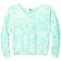 Port & Company Women's Cool Mint Beach Wash Cloud Tie-Dye V-Neck Sweatshirt