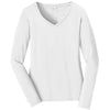 Port & Company Women's White Long Sleeve Fan Favorite V-Neck Tee