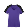 Sport-Tek Women's Purple/ Black PosiCharge Competitor Sleeve-Blocked V-Neck Tee