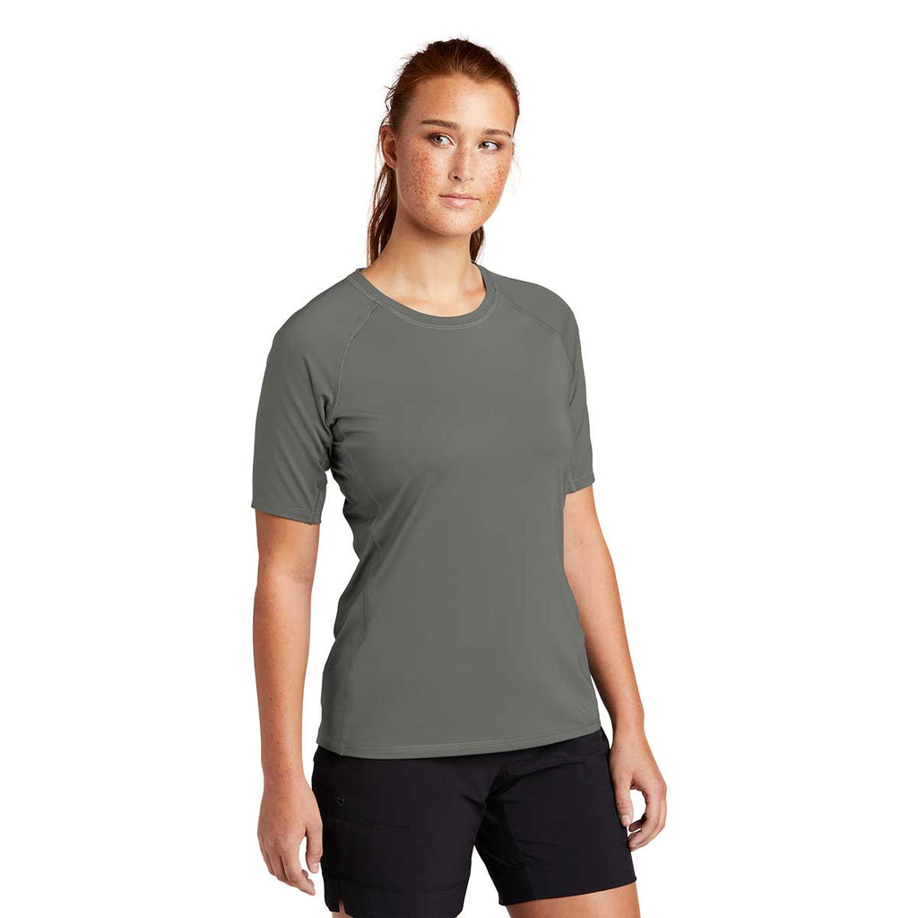 Sport-Tek Women's Dark Smoke Grey Short Sleeve Rashguard Tee