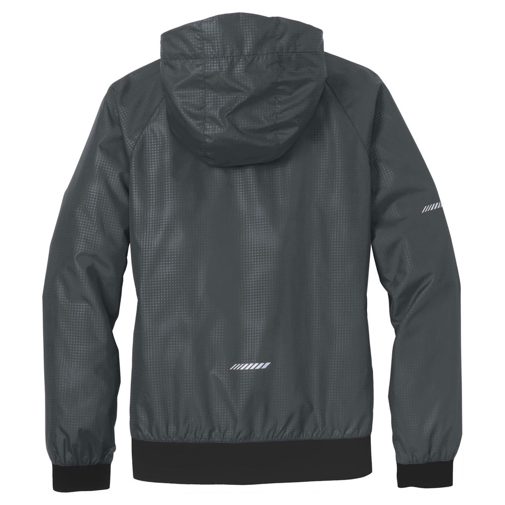 Sport-Tek Women's Graphite Grey/Black Embossed Hooded Wind Jacket