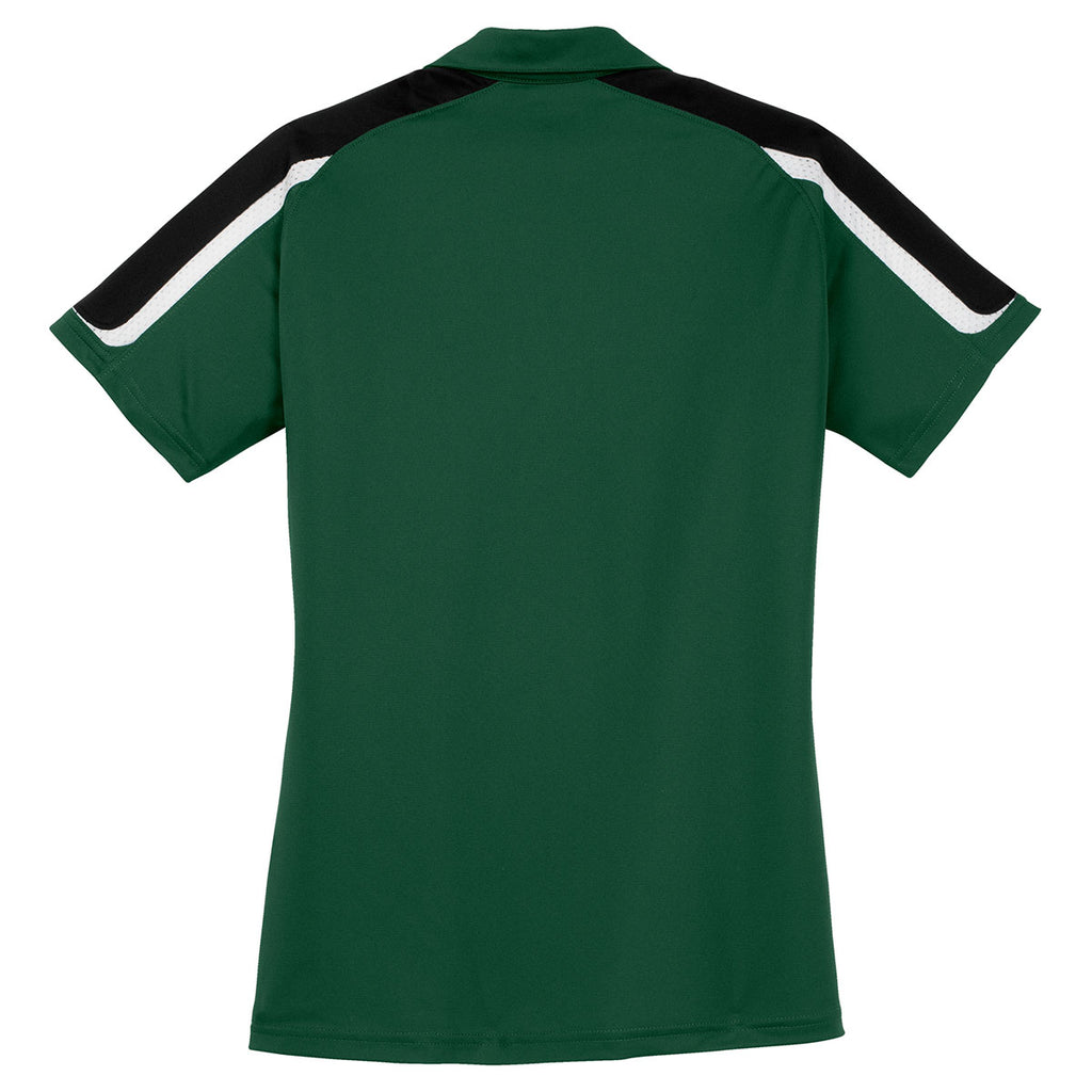 Sport-Tek Women's Forest Green/Black/White Tricolor Shoulder Micropique Sport-Wick Polo