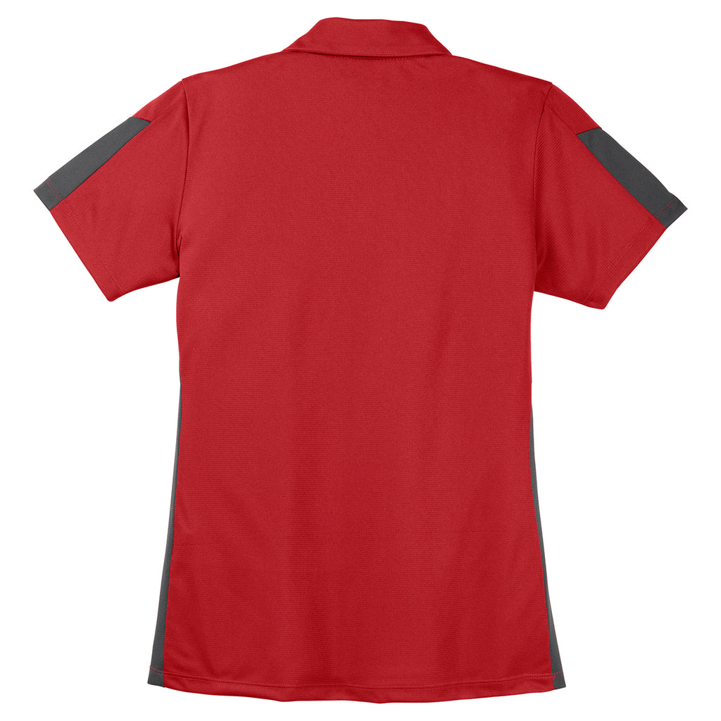 Sport-Tek Women's True Red/Grey PosiCharge Active Textured Colorblock Polo