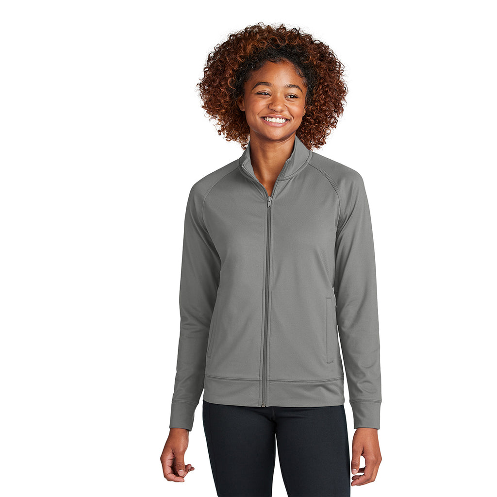 Sport-Tek Women's Charcoal Grey Sport-Wick Stretch Full-Zip Cadet Jacket
