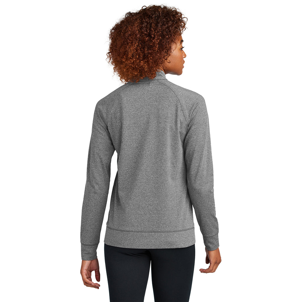 Sport-Tek Women's Charcoal Grey Heather Sport-Wick Stretch Full-Zip Cadet Jacket