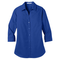 Port Authority Women's True Royal 3/4-Sleeve Carefree Poplin Shirt