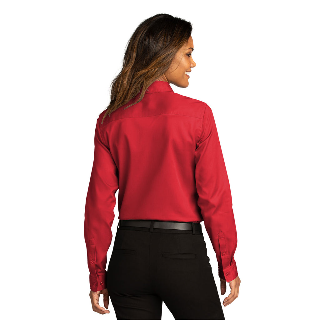 Port Authority Women's Rich Red Long Sleeve SuperPro React