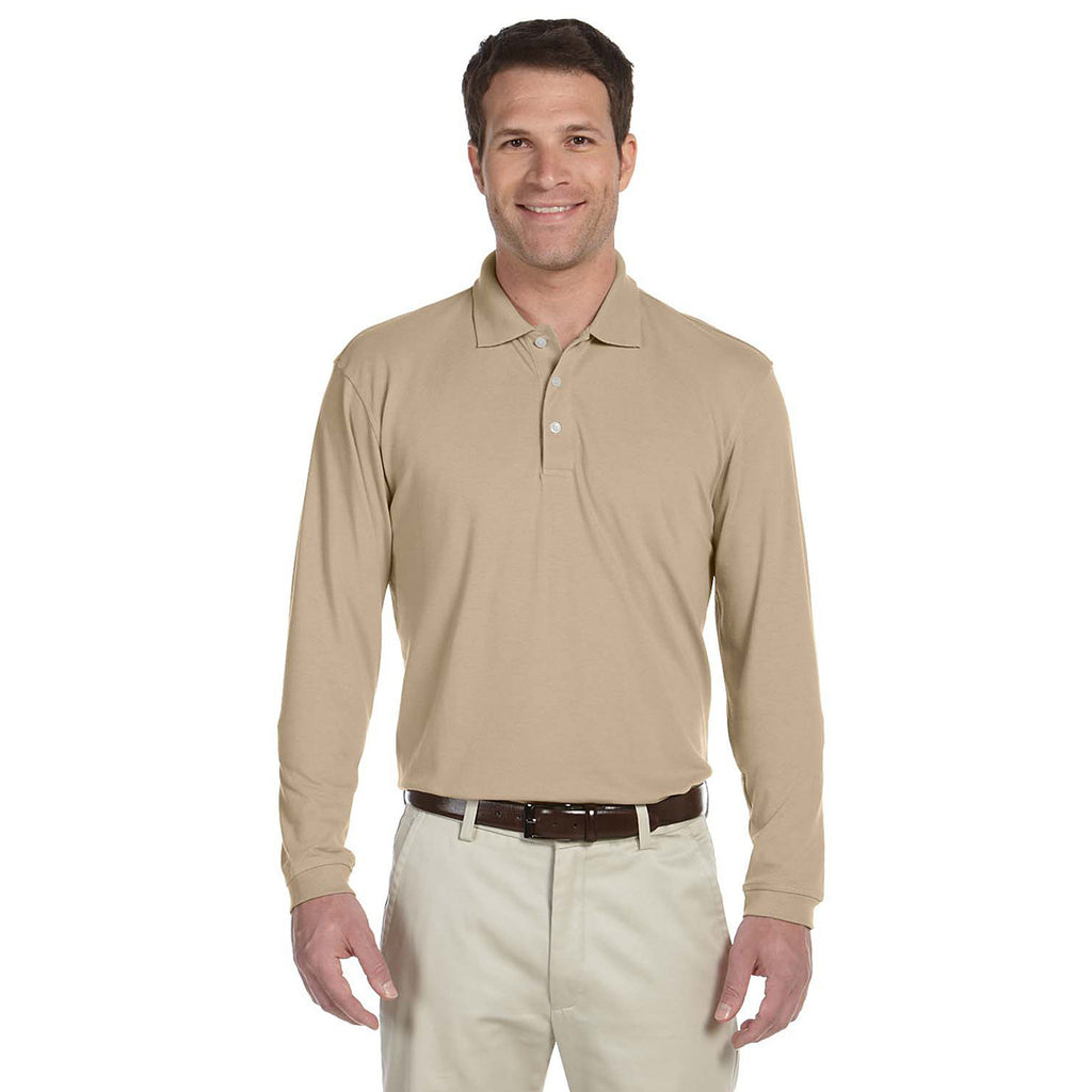 Harriton Men's Stone 5.6 oz. Easy Blend Long-Sleeve Polo