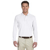 Harriton Men's White 5.6 oz. Easy Blend Long-Sleeve Polo