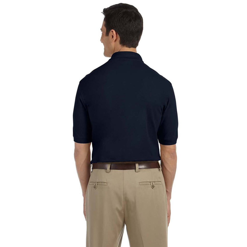 Harriton Men's Navy 5.6 oz. Easy Blend Polo with Pocket