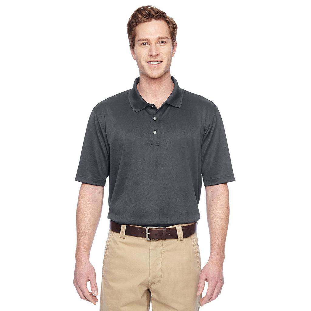 Harriton Men's Dark Charcoal Advantage IL Snap Placket Performance Polo