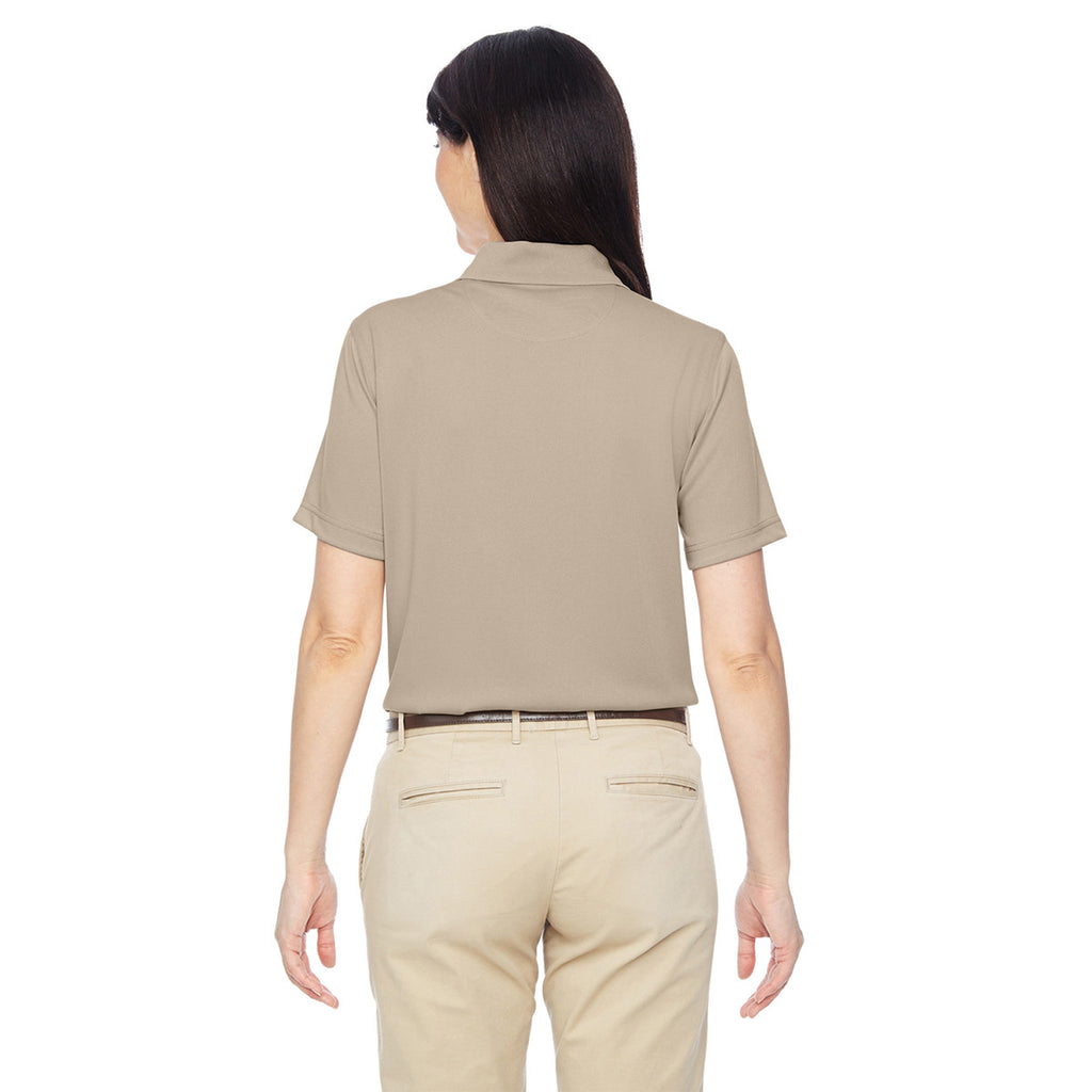 Harriton Women's Khaki Advantage IL Snap Placket Performance Polo