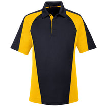 Harriton Men's Black/Sunray Yellow/Dark Charcoal Advantage Snag Protection Plus Colorblock Polo