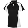 Harriton Women's Black/ White/ Dark Charcoal Advantage Snag Protection Plus Colorblock Polo