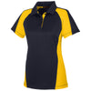 Harriton Women's Black/ Sunray Yellow/ Dark Charcoal Advantage Snag Protection Plus Colorblock Polo