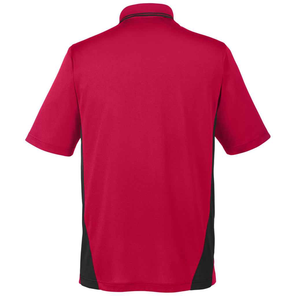 Harriton Men's Red/ Black Tall Flash Snag Protection Plus Colorblock Polo