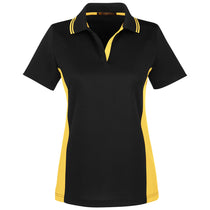 Harriton Women's Black/Sunray Yellow Flash Snag Protection Plus Colorblock Polo