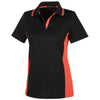 Harriton Women's Black/ Team Orange Flash Snag Protection Plus Colorblock Polo