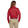 Harriton Women's Red Easy Blend Long-Sleeve Twill Shirt with Stain-Release