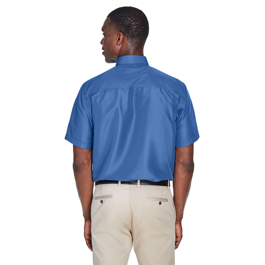 Harriton Men's Pool Blue Key West Short-Sleeve Performance Staff Shirt