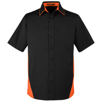Harriton Men's Black/Team Orange Flash Colorblock Short Sleeve Shirt