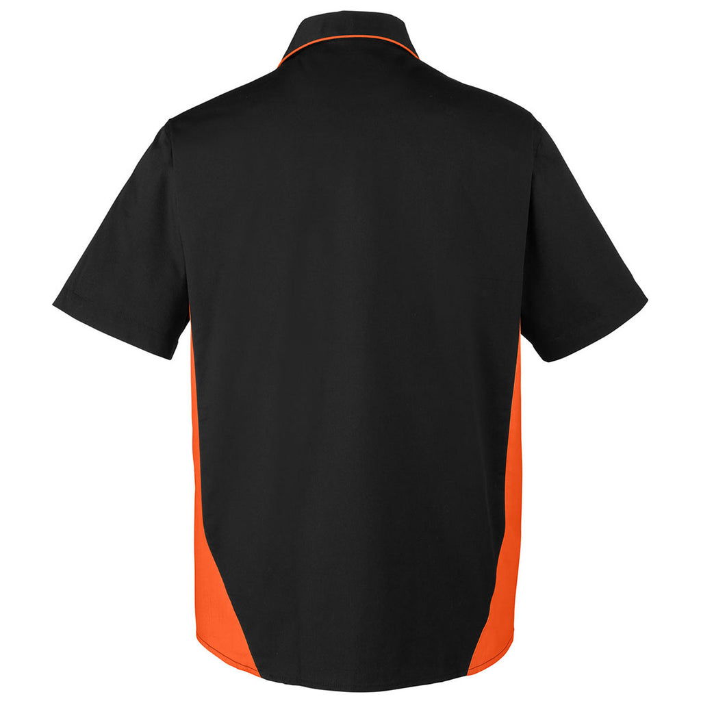 Harriton Men's Black/ Team Orange Tall Flash Colorblock Short Sleeve Shirt