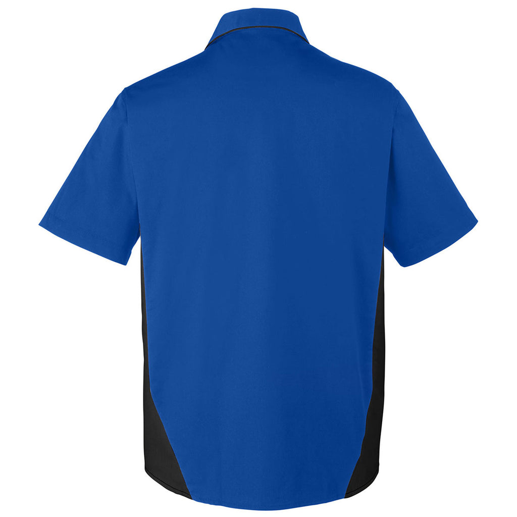 Harriton Men's True Royal/ Black Tall Flash Colorblock Short Sleeve Shirt