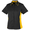 Harriton Women's Black/ Sunray Yellow Flash Colorblock Short Sleeve Shirt