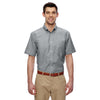 Harriton Men's Oxford Grey Short-Sleeve Oxford with Stain-Release