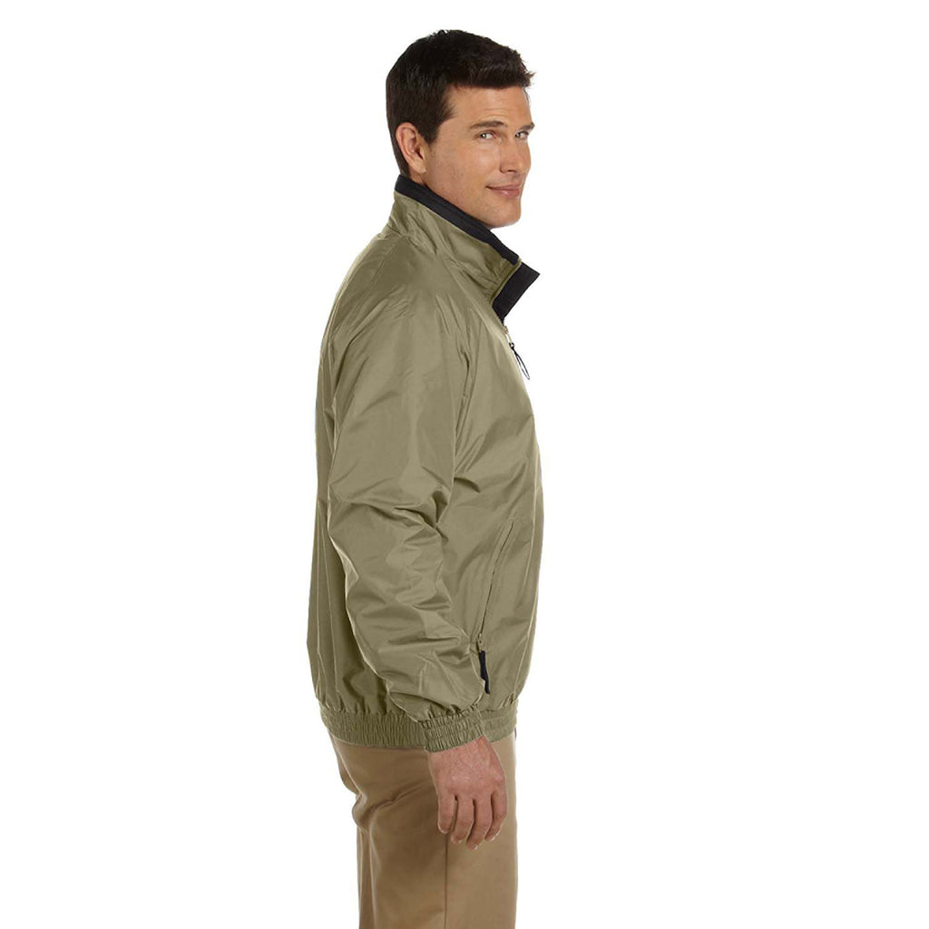 Harriton Men's Bright Khaki/Black Fleece-Lined Nylon Jacket