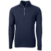 Cutter & Buck Men's Navy Blue Adapt Eco Knit Stretch Recycled Quarter Zip Pullover