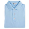 Peter Millar Men's Cottage Blue Solid Stretch Jersey Polo with Knit Collar