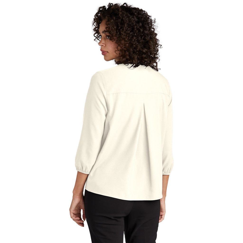 Mercer+Mettle Women's Ivory Chiffon Stretch Crepe 3/4 Sleeve Blouse