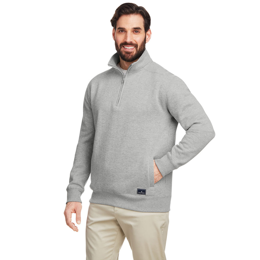 Nautica Men's Oxford Anchor Quarter-Zip Pullover