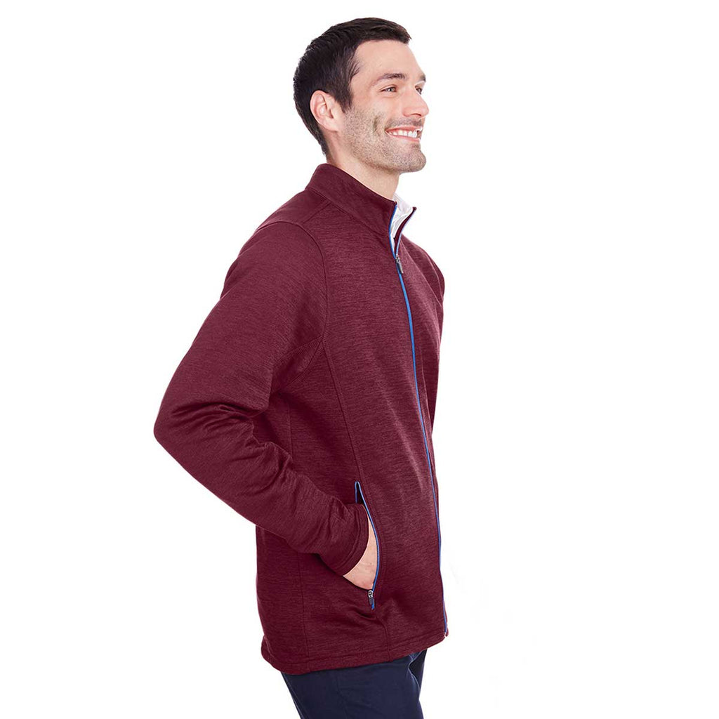 North End Men's Burgundy Heather/Olympic Blue Flux 2.0 Full-Zip Jacket