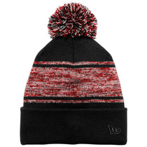 New Era Black/Scarlet Knit Chilled Pom Beanie
