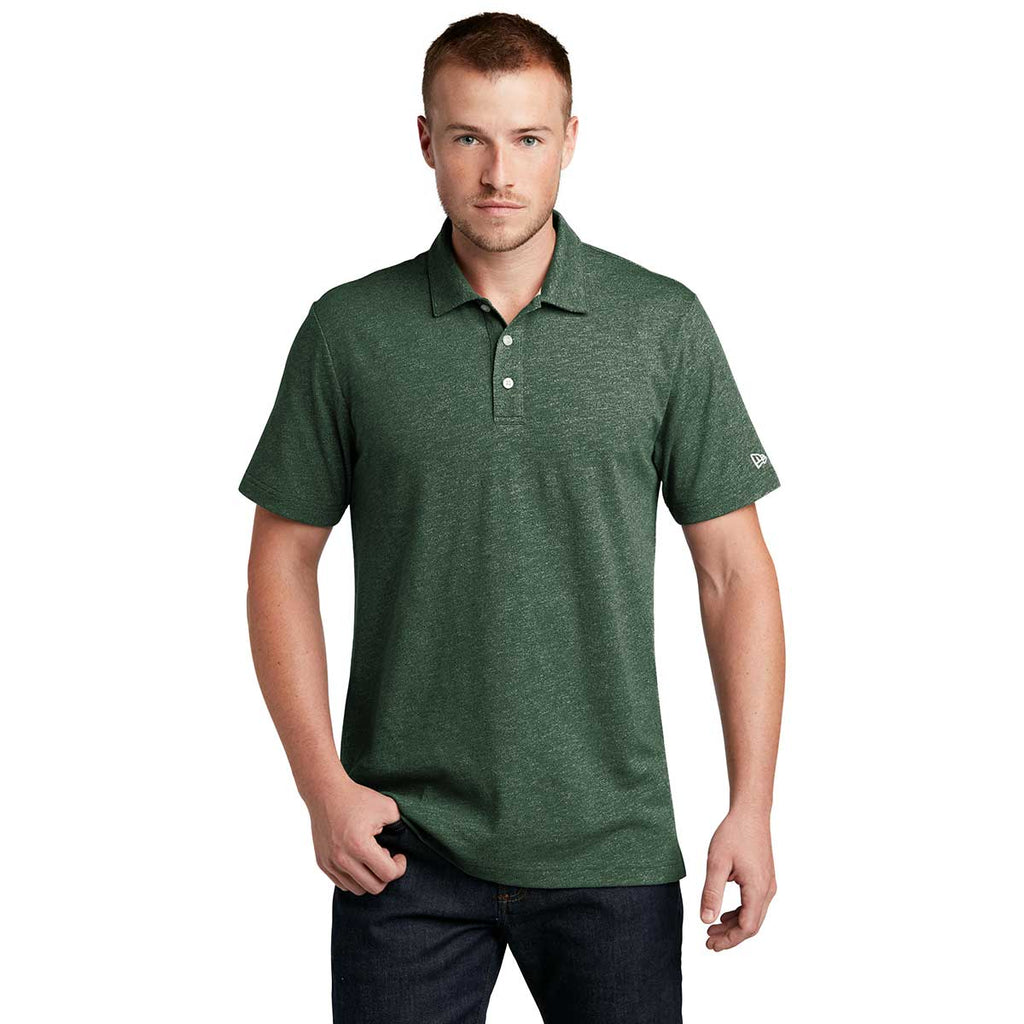 New Era Men's Dark Green Twist Slub Polo