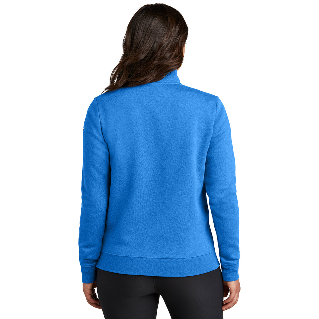 Nike Women's Light Game Royal Heather Club Fleece Sleeve Swoosh 1/2 Zip