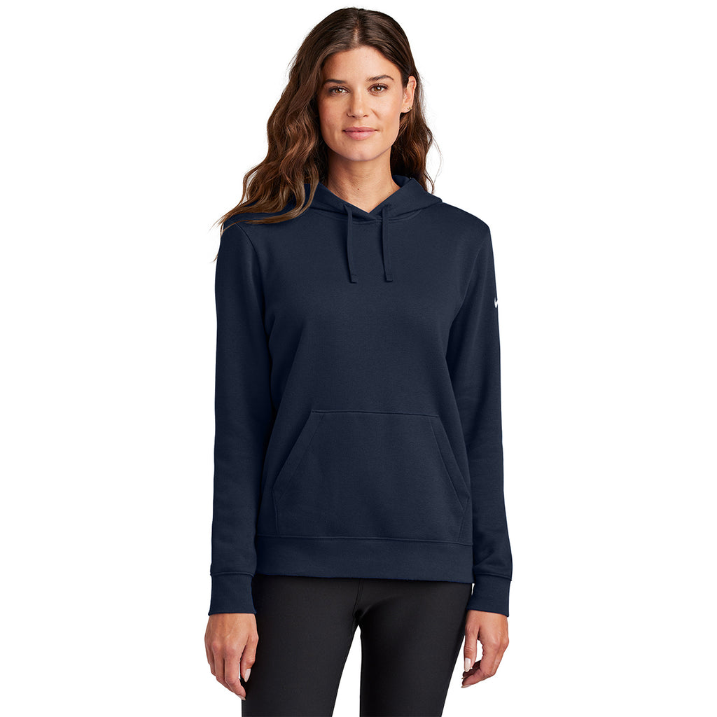 Nike Women's Midnight Navy Club Fleece Sleeve Swoosh Pullover Hoodie