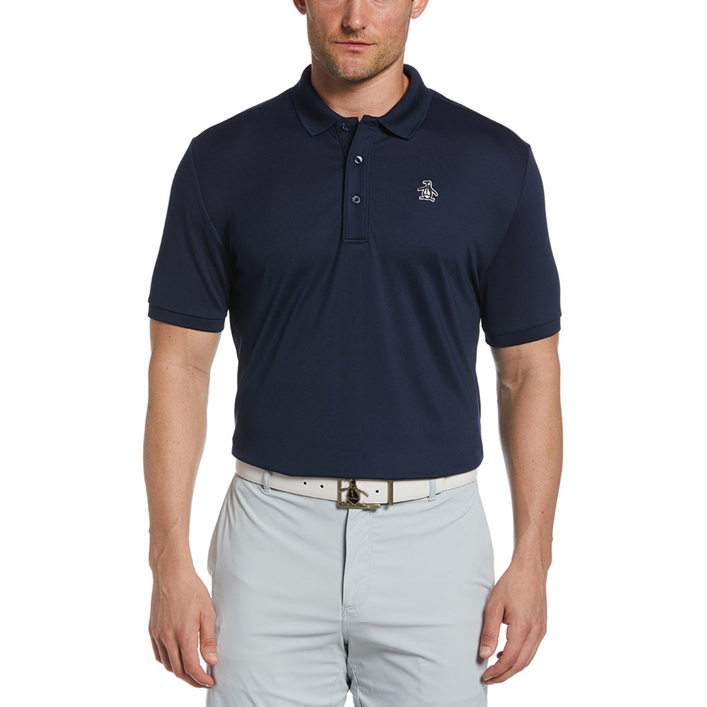 Original Penguin Men's Black Iris Blue Solid Polo