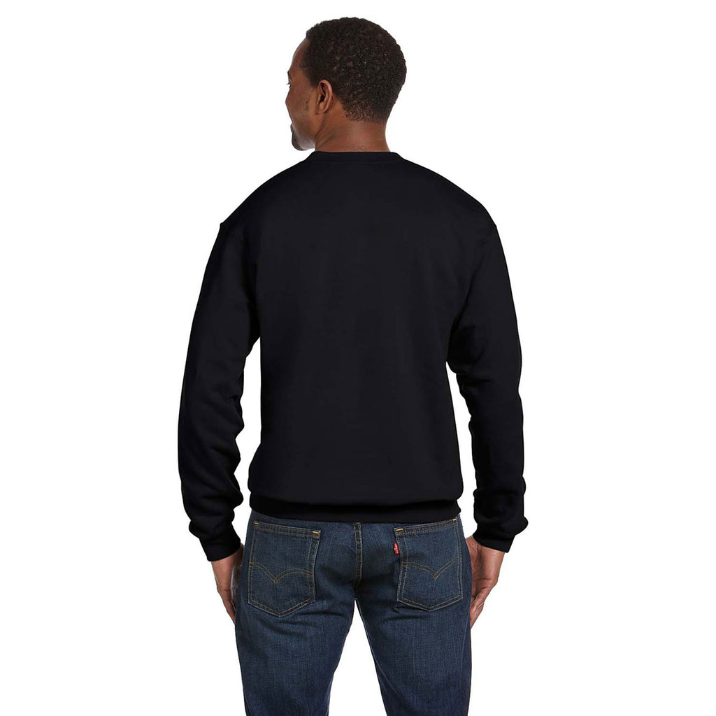 Hanes Unisex Black 7.8 oz. EcoSmart 50/50 Fleece Crew