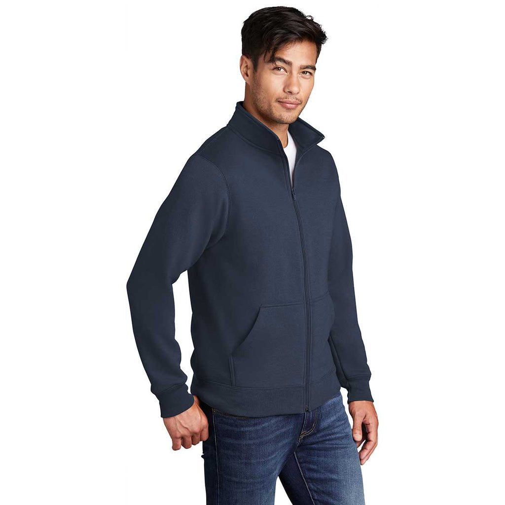 Port & Company Men's Navy Core Fleece Cadet Full-Zip Sweatshirt