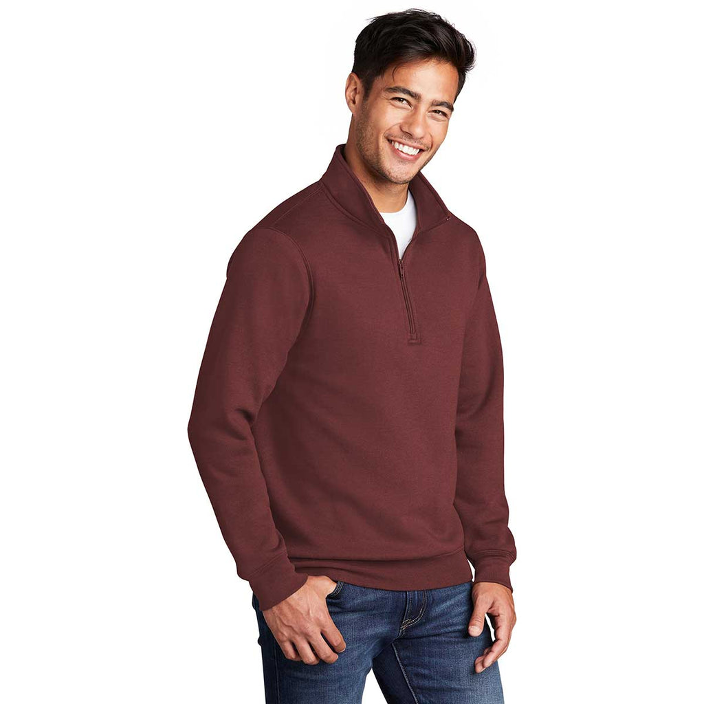 Port & Company Men's Maroon Core Fleece 1/4 Zip Pullover Sweatshirt