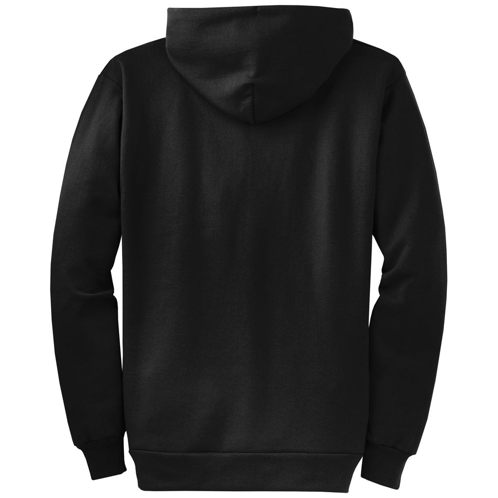 Port & Company Men's Jet Black Core Fleece Full-Zip Hooded Sweatshirt