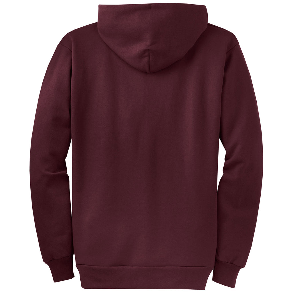 Port & Company Men's Maroon Core Fleece Full-Zip Hooded Sweatshirt