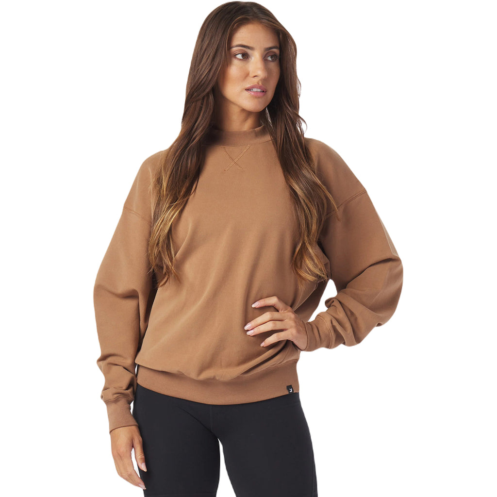 Glyder Women's Almond Vintage Oversized Crew